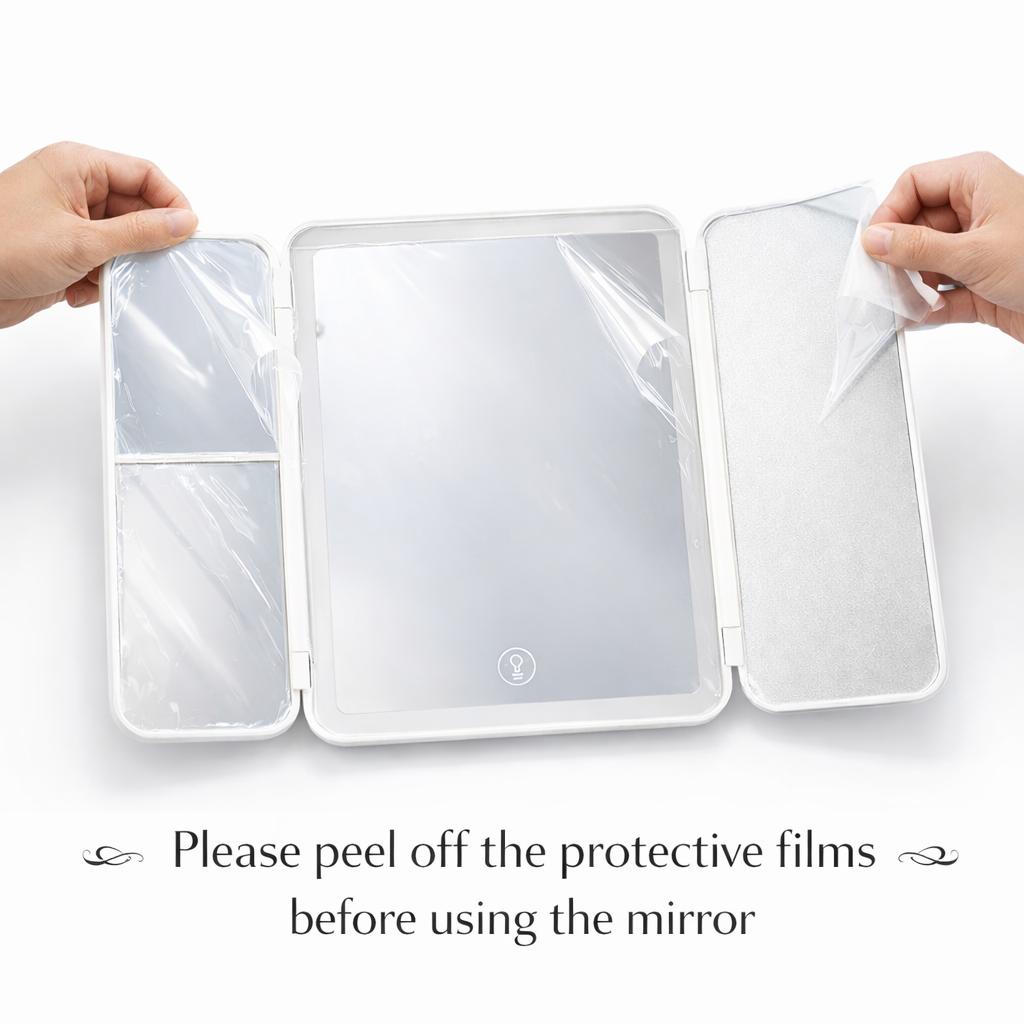 Foldable LED Makeup Mirror with 3 Light Modes（White/Warm/Natural Light），2X/3X Magnification，Adjustable Brightness Dimmable Touch Control，360° Rotating，Gift Box，Perfect Gift for Her， Portable