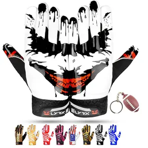 LYRX Professional Football Receiver Gloves with Optimal Silicone Palm Non-Slip Grip Control Ultra-Stick Sports Lightweight Glove and Precision Fit
