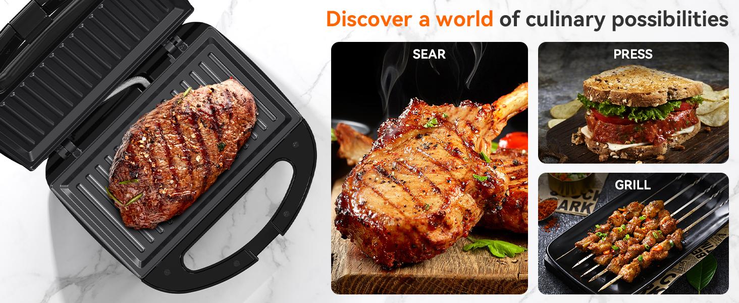 OSTBA Sandwich Maker, 2 Slice Grilled Cheese Maker with Non-stick Grill Plates, Indicator Lights, Cool Touch Handle, Easy to Clean and Store, 750W