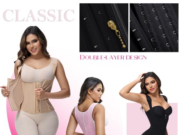 SHAPSHE Women's Corset Waist Shapewear Adjustable Hooks & Straps Hourglass Girdle Workout Bodysuit for Comfort & Style