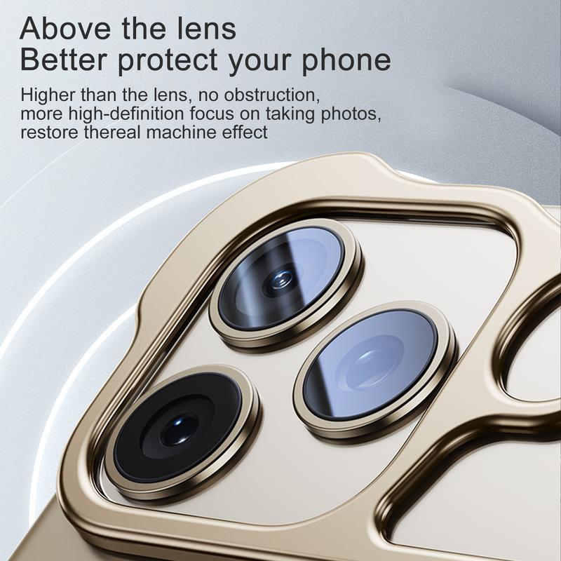 For iPhone 17 16 Pro Max 15 14 13 Metal Frameless Case with Camera Lens Protector Silm Mag Safe Compatible Minimalist Design Aluminum Frameless Protective Bumper Case Shock Absorption Shockproof Cover