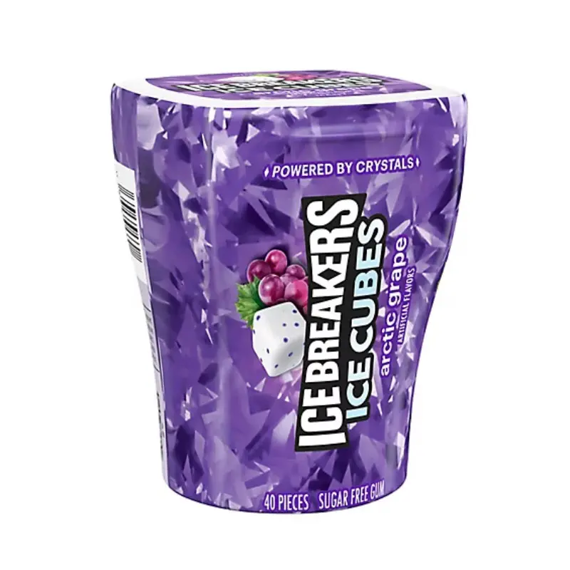 Ice Breakers Cubes Arctic Grape Chewing & Bubble Gum - 2 Pack, 40 Pieces, Sugarless, Alcohol-Free, Sugar-Free, Fresh Breath Snack for All Ages
