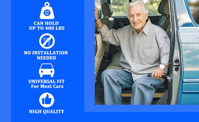 Adjustable Handlebar Car Door Assist Support Handle Multifunctional Latch Bar for Seniors Handicapped Durable Ergonomic Foam Rubber Grip Blue Black Automotive Vehicle