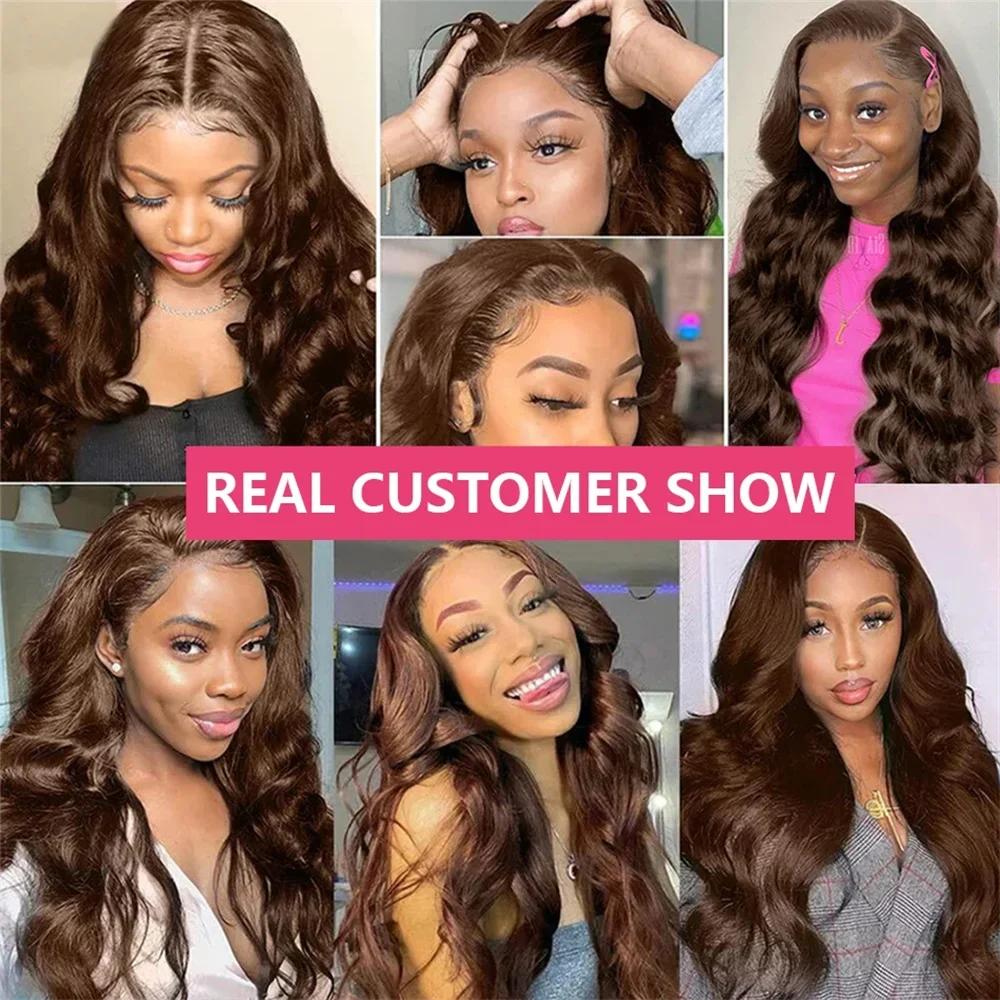 Body Wave Chocolate Brown Lace Front Human Hair Wigs For Women 13x4 13x6 Hd Lace Frontal Wig Brazilian Human Hair Wig Ready To Wear 5x5 Glueless Wavy Brown Closure Hair Wig TikTokShopBlackFriday