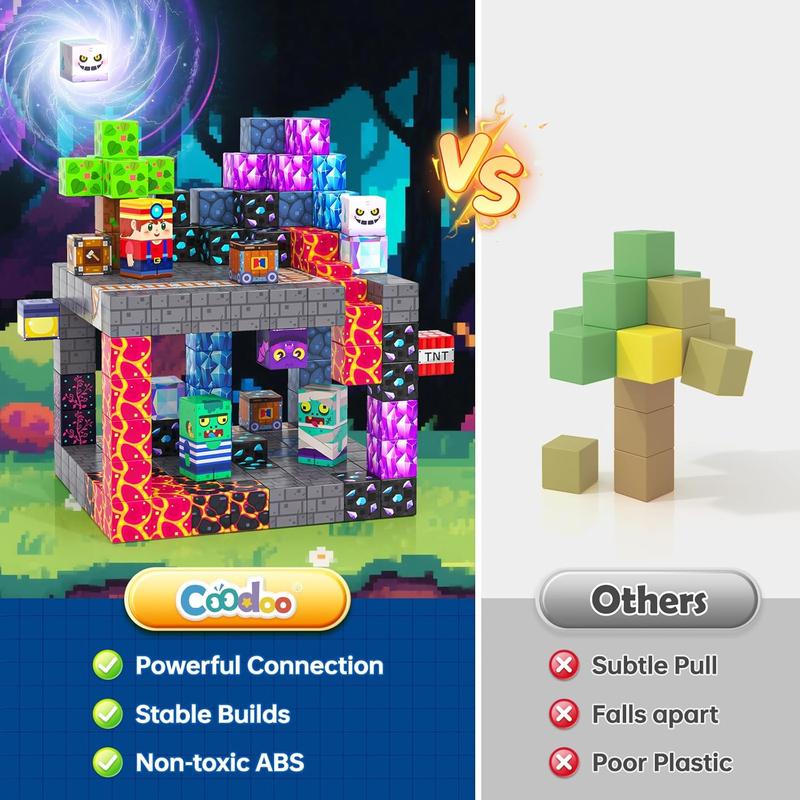 100PCS Magnetic Building Blocks STEM Sensory Games Toys Mine Magnet World Birthday Couple Christmas Gifts for Kids Creative Play