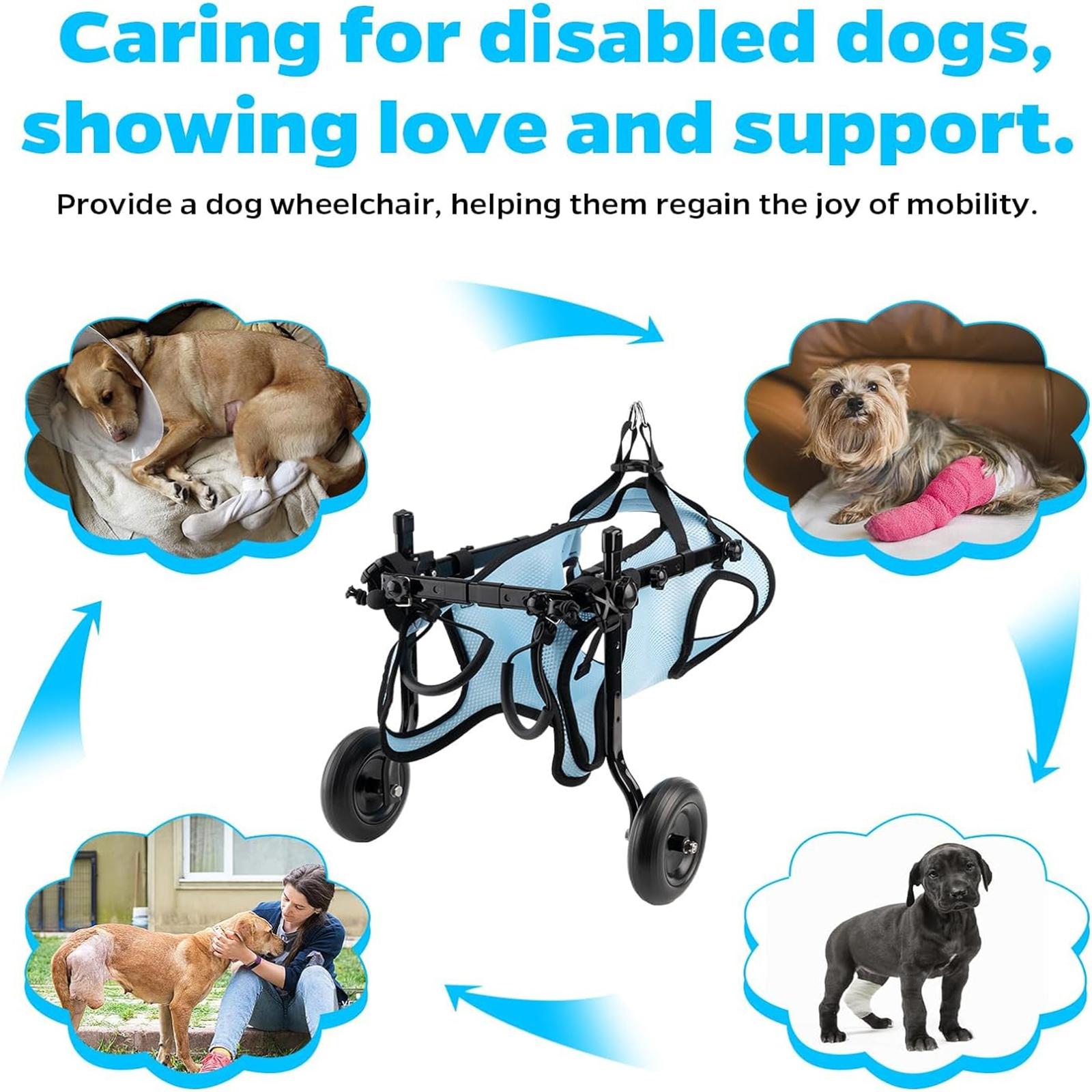 Dog Wheelchair for Back Legs, Dog Wheelchair Cart, Doggy/cat Wheelchairs with Disabled Hind Legs Walking, Mobility Aids for Small Pets Hind Limbs, Dogs Carts with Wheels, Light Weight,S/M