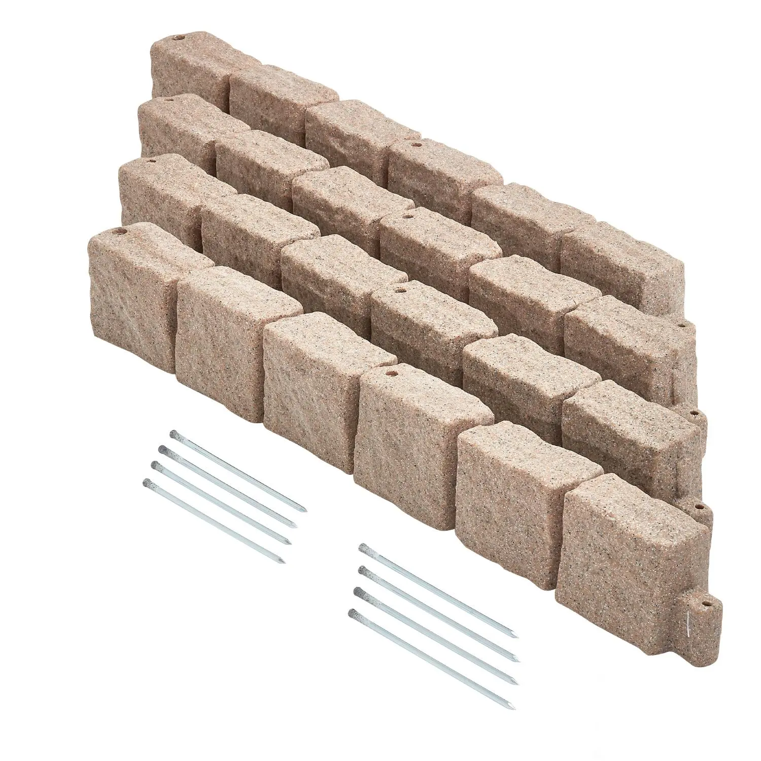 【FathersDayGift】VEVOR Faux Stone Landscape Edging 46.8 x 3.9 in Realistic Lawn Edging,  , Flexible Brick-Sized Garden Edging Border with Anchoring Spikes, Fade-Resistant Yard Edging for Driveways Walkway Beige