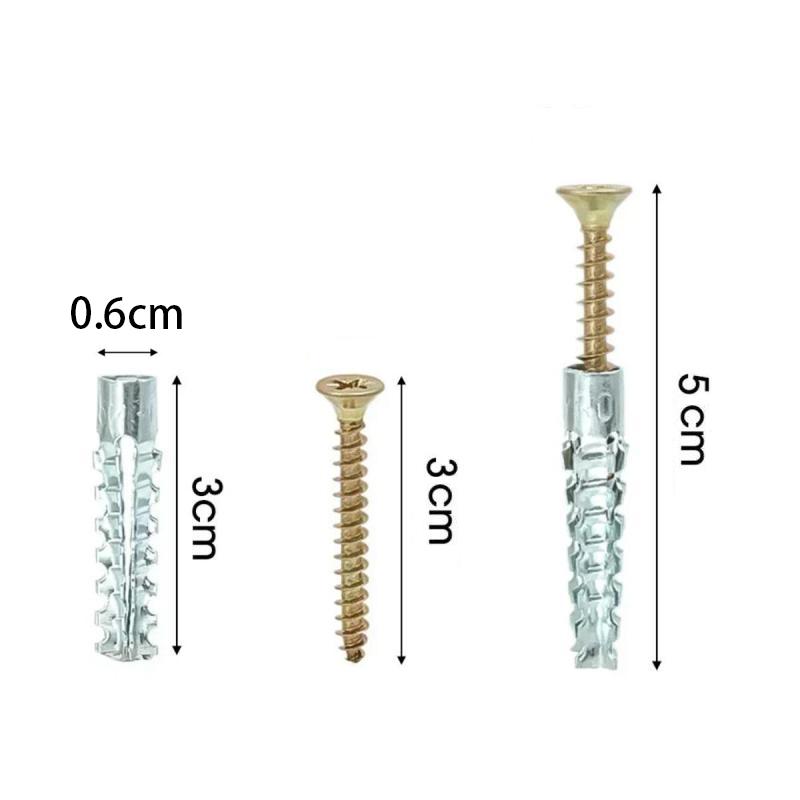 【 M6 x 30mm 100Pcs ScrewLock Max】Galvanized Durable Metal Material Serrated Steel Self Tapping Screws Metal Expansion Tube Pipe Drilling Plug for Concrete Wall Anchors Fastener Bolt Kit,wall decor,mens room decor,things for rooms,love gift