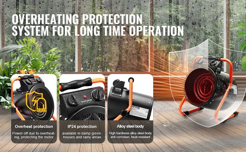 VEVOR Greenhouse Heater with Thermostat 1500W Fast Heating Overheat Protection 2-Speed Setting Small Grow Tent Heater Electric Portable Fan for Green House Flower Room Workplace VEVOR Greenhouse Heater with Thermostat 1500W Fast Heating Overheat Protection 2-Speed Setting Small Grow Tent Heater Electric Portable Fan for Green House Flower Room Workplace