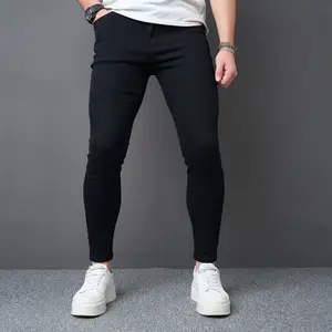 SRETOUU Men's Simple Solid Stretch Skinny Jeans Comfortable Casual Denim Pants for Everyday Wear Black Slim Fit Streetwear Jeans