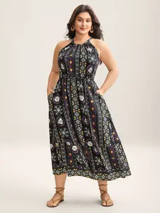 【Summer Turn-Up】【Pocket Approved】 Bloomchic Rayon Tropical Boho Print Stretchy Maxi Dress 2026 Summer Pick for Mother's Day