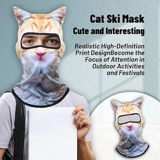 2 Pack Cat Ski Mask Shiesty Balaclava Sheisty Funny 3D Animal Face