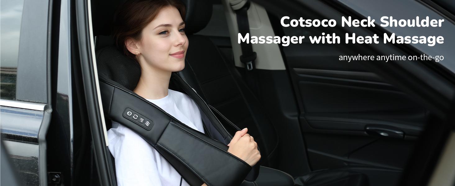 Cotsoco Shiatsu Neck Massager with Heat, Back Shoulder Massager Deep Kneading, Comfort Electric Massager for Home Office Car Use, Gift for Women & Men, Valentine's Day gifts