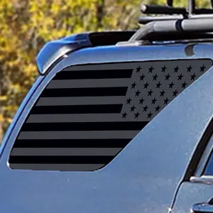 for 2003-2009 Toyot@ 4Runner Rear Side Window American Flag Decals, Matte Black Flag Decal for Truck Side Back Window