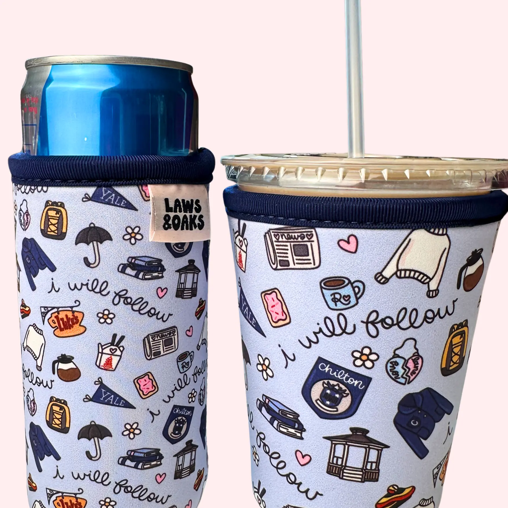 I Will Follow Drink Sleeve: Reusable 16-32oz Coffee Sleeve, Slim 12oz Energy Drink Sleeve, Koozie, Gilmore Girls Inspired