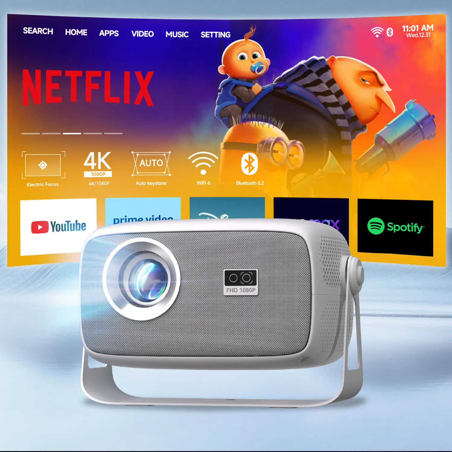 HUANLETOU X4 Projector Upgraded 500ANSI 4K Video Source Android 11 Dual WiFi6 BT5.2 1920x1080P Mini Portable Home Cinema Outdoor 2025 New