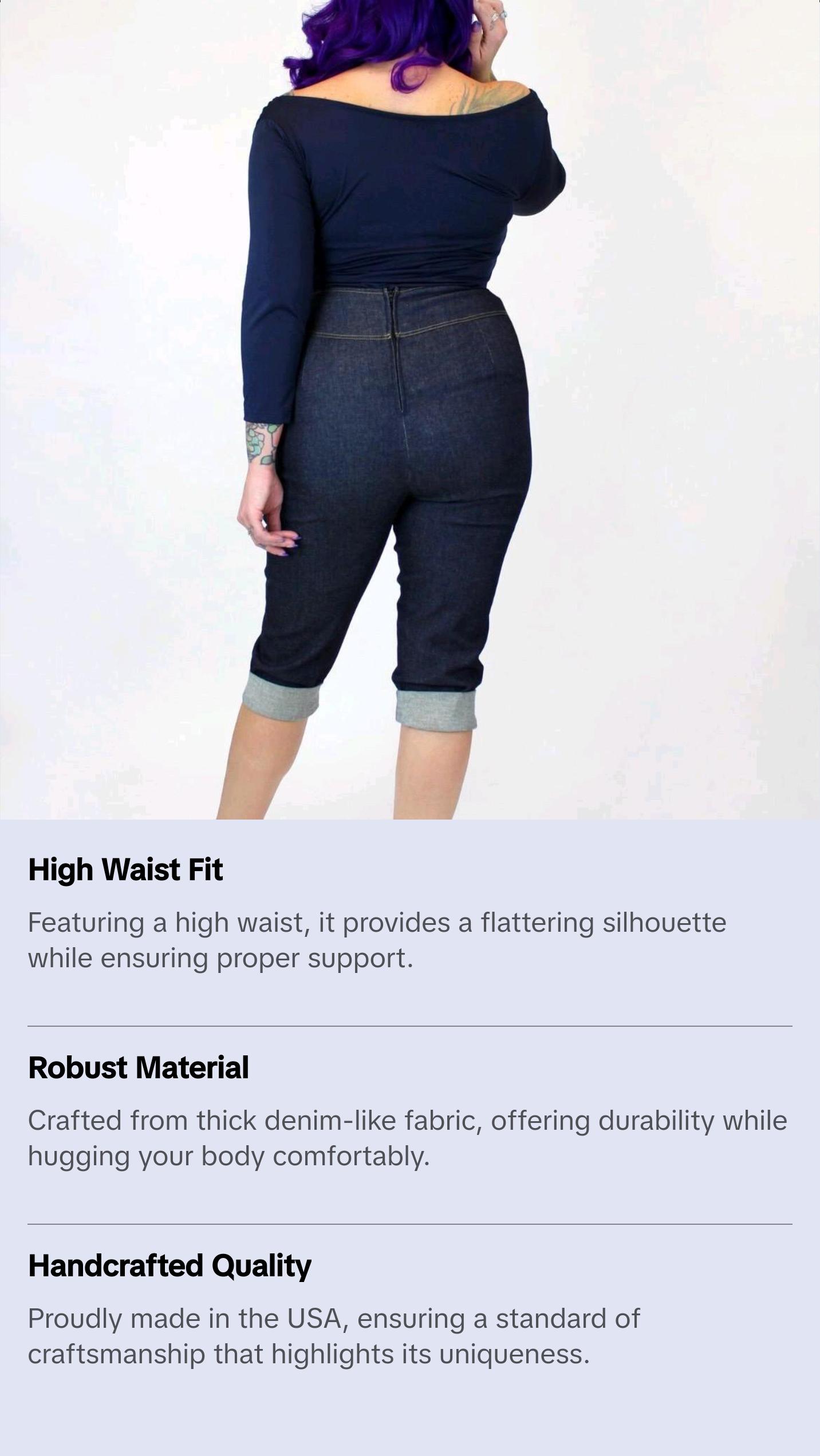 Pin Up Pants, Denim High Waist Pant XS-3XL