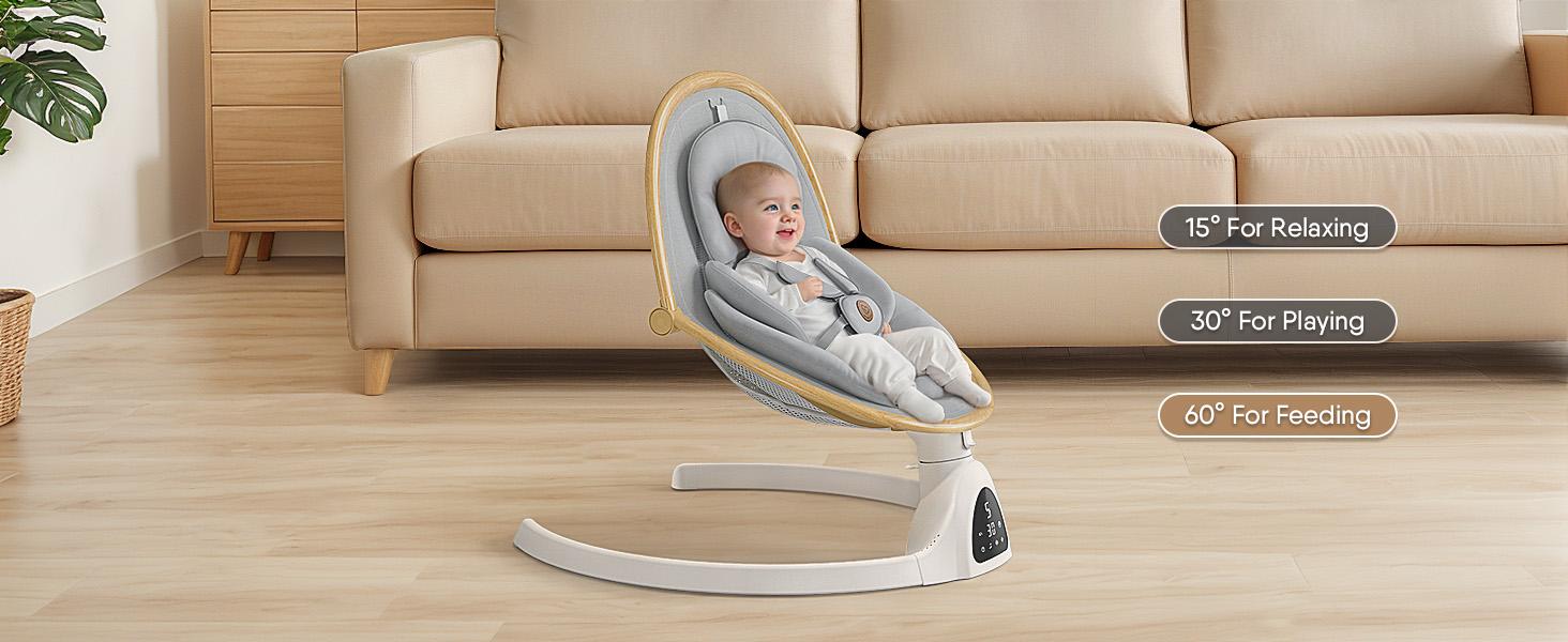 BabyBond Bluetooth Electric Baby Swing for Infants & Newborns, 3Gear & 5-Speed Portable Baby Rocker with 12 Songs, Indoor/Outdoor Automatic Baby Swing, Ideal Baby Shower Gift for Boys & Girls (Woodgrain Design) BabyBond Bluetooth Electric Baby Swing for Infants & Newborns, 3Gear & 5-Speed Portable Baby Rocker with 12 Songs, Indoor/Outdoor Automatic Baby Swing, Ideal Baby Shower Gift for Boys & Girls (Woodgrain Design)