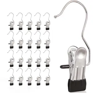 20 Pcs Heavy Hanger Clips for Closet, Laundry Hooks Hanging Clips with, Clothespin for Clothes Pants,Clothes Pins Multi-Purpose Clip Big Hangers & Pants Clip Hangers for Hats Socks Towels Travel Space-Saving Metal Organizer