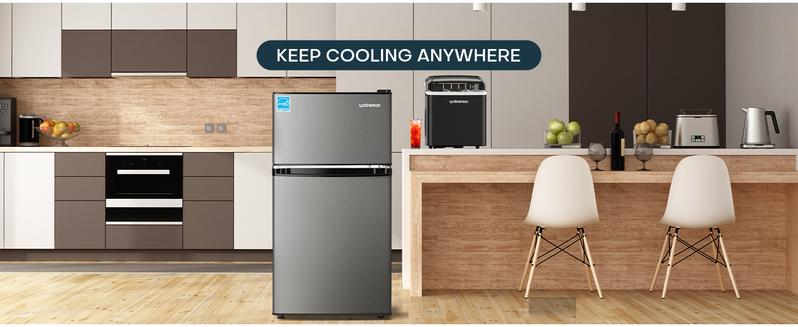 Upstreman mini fridges 3.1 Cu.Ft with Freezer 2-Door Small Fridge Dorm Essentials Adjustable Thermostat Energy Saving Mini Refrigerator for Office Dorm Bedroom SD311 College Outdoor Mini Refrigerato pantry drink fridge skincare fridge