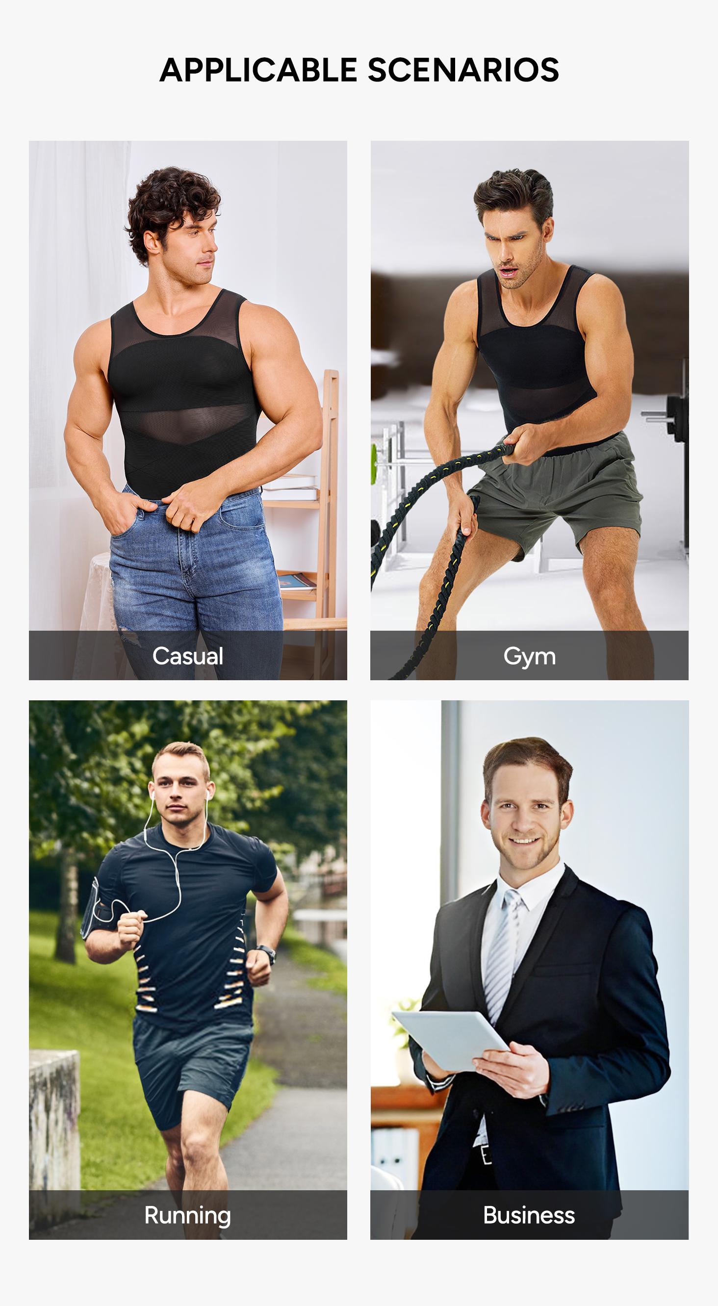 【2 pack】Men's Compression Shirt Shapewear Tanktop Menboobs And Tummy Control Fajas Undershirt 【2 pack】Men's Compression Shirt Shapewear Tanktop Menboobs And Tummy Control Fajas Undershirt