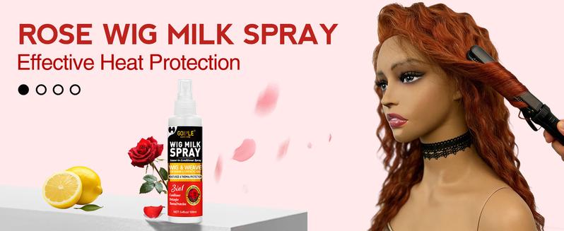 Rose Wig Milk Spray 3 in 1 Conditioner Detangler Moisturizer for Human & Synthetic Wigs with Rose Scent and Milk Spray Format