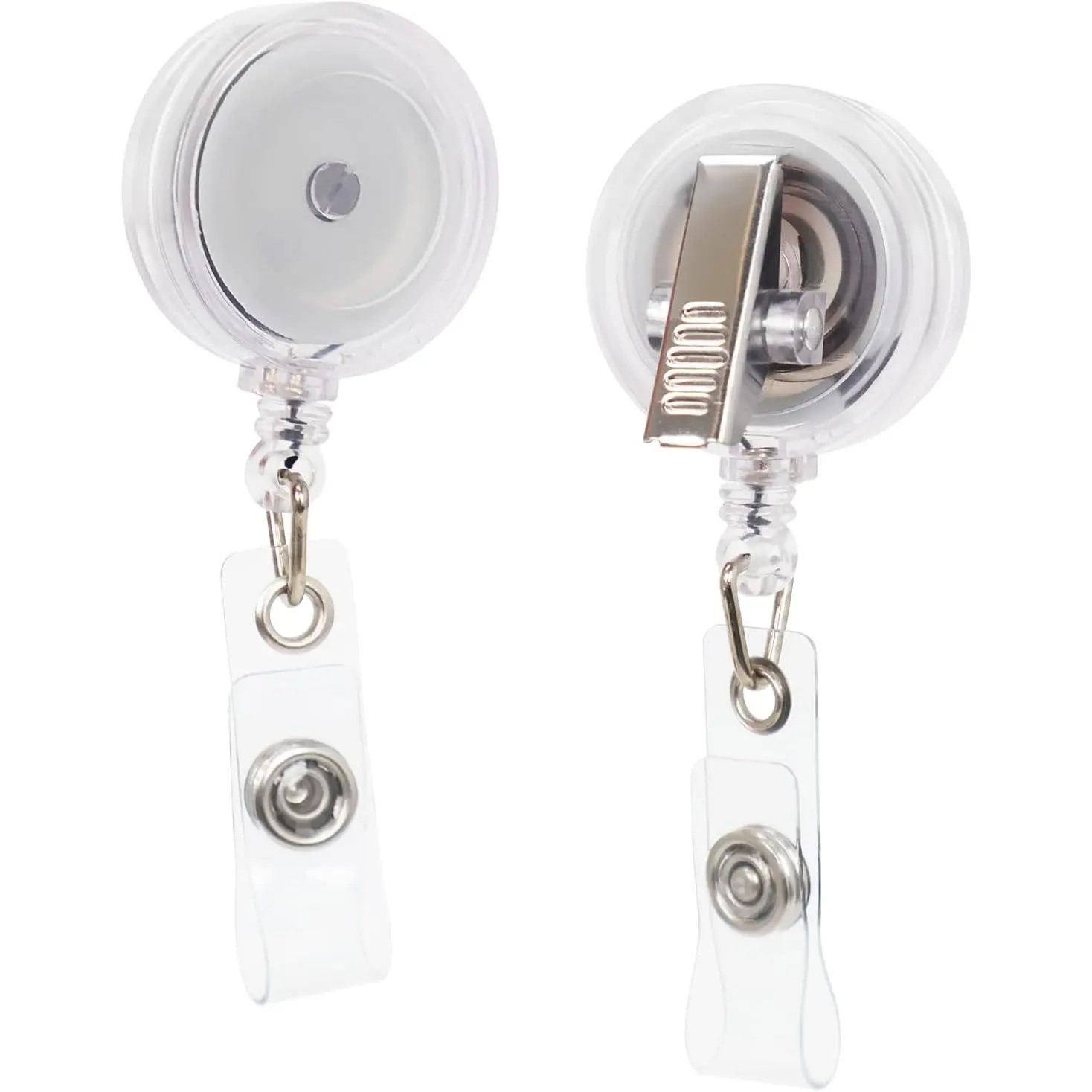 50-Pack Retractable Badge Reels – Alligator Clip Badge Reel with Swivel Hook| Badge Clips Retractable for Office, School, Events (Translucent, Durable ID Holder Reels)