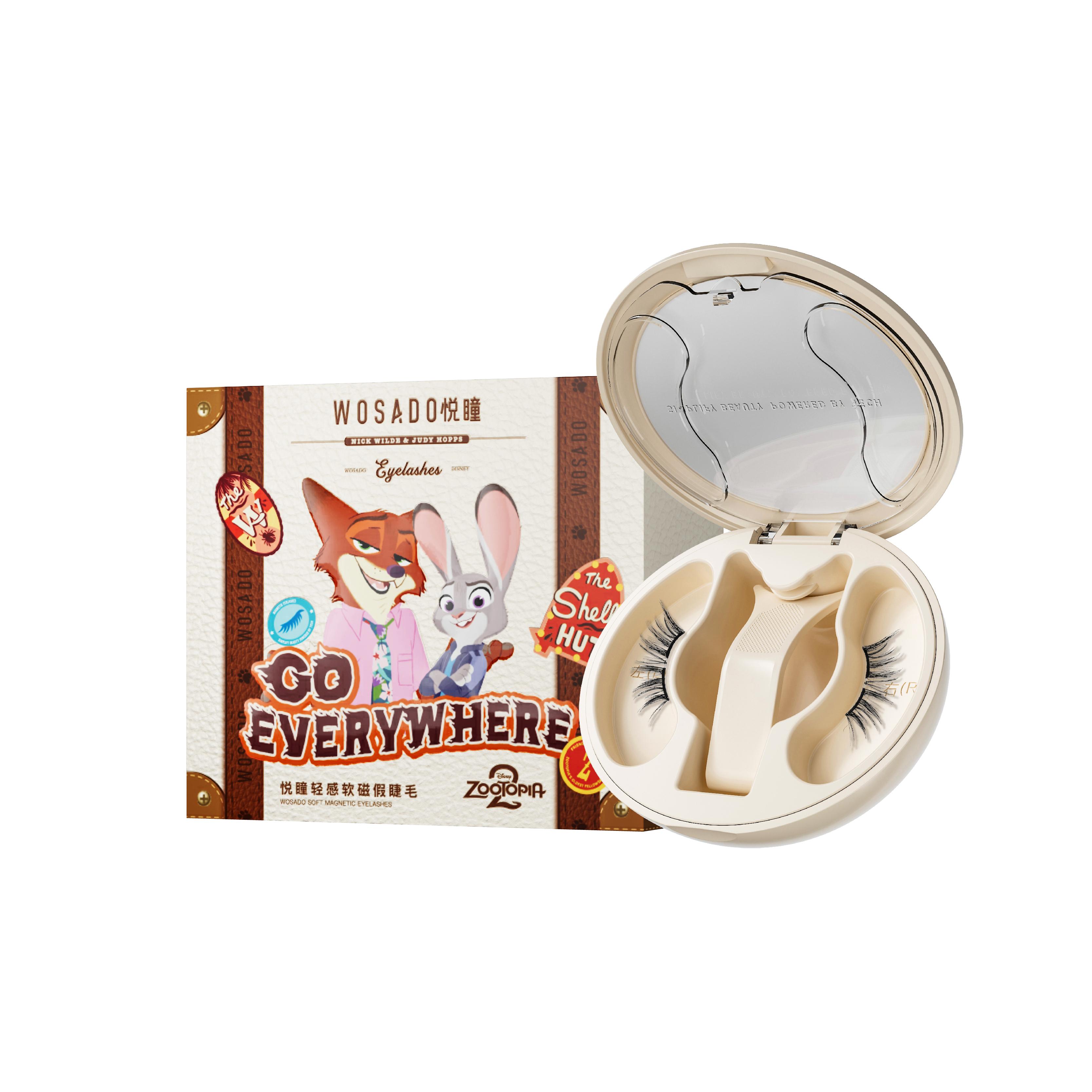 WOSADO Zootopia II Limited Edition Soft Magnetic Eyelashes All-in-One Box Waterproof Reusable Glue-Free Makeup Cosmetic Natural Style 4 Pieces Set Storage