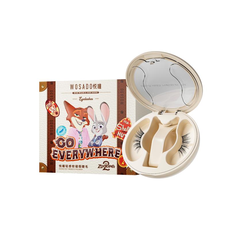 WOSADO Zootopia II Limited Edition Soft Magnetic Eyelashes All-in-One Box Waterproof Reusable Glue-Free Makeup Cosmetic Natural Style 4 Pieces Set Storage