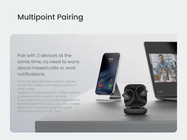 SHOKZ OpenFit - Open-Ear Wireless Bluetooth Headphones with Microphone, Sweat Resistant, Fast Charging,28HRS Playtime,Compatible with iPhone & Android