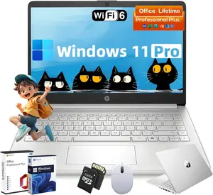 HP 14 Business Laptop Computer - Intel Processor N150, 14 inch HD Portable Laptop, Windows 11 Pro, AI-Powered, 12 Hr Batter (8GB RAM | 128GB UFS | 256GB Extend Micro SD)