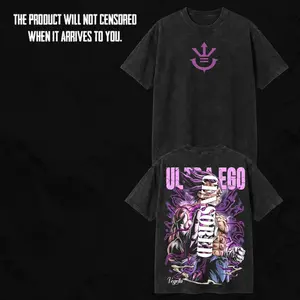 [Otaku Drip] Ultra Ego Vegeta Vintage Washed Oversized T-Shirt – Dark Anime Graphic Tee, Anime Streetwear Unisex Shirt