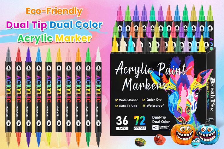 24/48/72/96/120 Color Dual-Tip Acrylic Marker Pen,Waterproof & Quick-Dry for Wood, Canvas,Stone, Glass & Rock Painting, DIY CraftslIdeal Easter gift