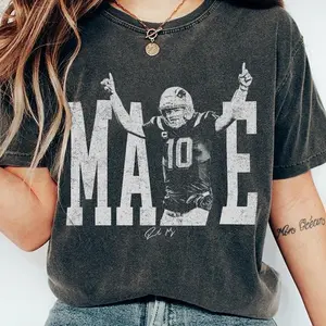 Vintage Drake Maye 10 New England Football Fan Shirt, Patriots Game Day Outfit, Gift for Fans
