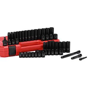 CASOMAN 49-Piece 3/8" Drive Impact Socket Set SAE/Metric 6 Point CR-V Steel Includes Extension Bar Adapter & Universal Joint Tool