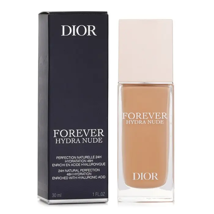 Christian Dior Forever Hydra Nude Cosmetic Foundation Fluid - Moisturize with Hyaluronic Acid, Radiance-Boosting, Buildable Coverage - #3N, Hydrate, Makeup, Flower
