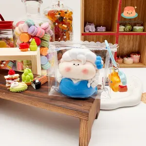 SquishyGlamToy Blue Dress Puff Princess Squishy  Chubby Blue Princess | Clear Bag Charm | Soft Slow Rising | Cute Collectible
