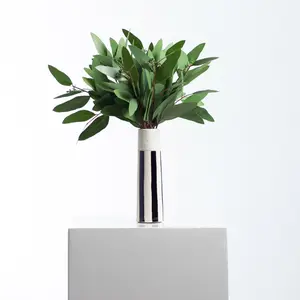 Real Touch Seeded Silver Dollar Or Needle Leaf Eucalyptus Bundle in Small or Large Ceramic Tori Vase