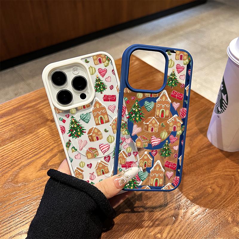 Phone Cases for iPhone 11-17/Pro Max/Air Plus Christmas Gingerbread Theme y2k Cased MagSafe Ready Anti-Fall Ultra-Thin TPU Protection Cover