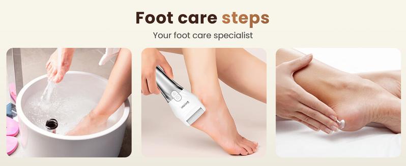 ElectricFoot Callus Remover, RechargeablePortable Electronic Foot File PedicureSet, Waterproof Foot Scrub File,Professional Pedicure Tools, ldeal Giftfor Summer Foot Dead Skin Care, 3Rollers