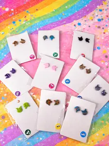 Cute Cat Stud Earrings | Colorful Animal Earrings | Kawaii Aesthetic Jewelry | Minimalist Cat Lover Gift