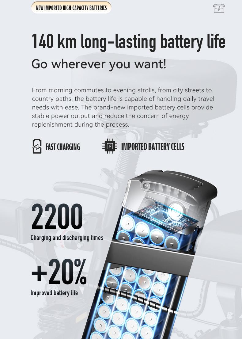 Adult electric folding bicycle with 500W motor, 16-level shock absorption system, 48V 15Ah battery, and a range of 100 kilometers. Wheel Pedals Ebike Charger