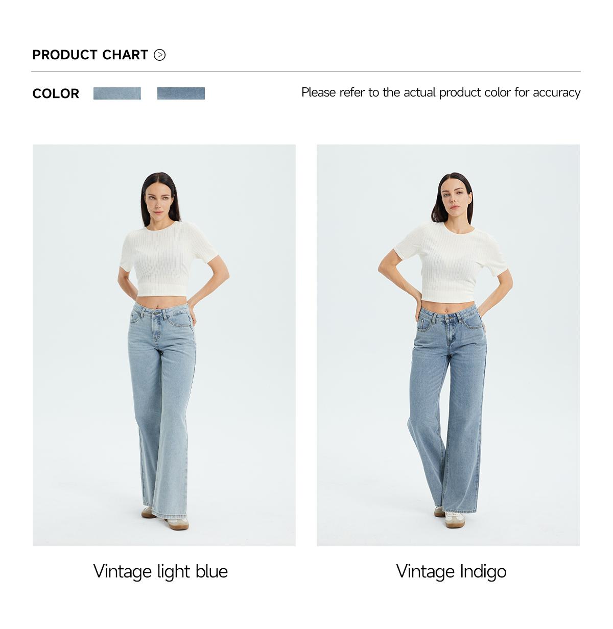 BLEU Women's Mid Rise Baggy Jeans Vintage Washed Wide Leg Denim Pants Comfortable Fit Street Wear Style