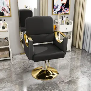 Hydraulic Salon Chair - 360° Swivel Barber Stylist Chair with Pump, Non-Tilting Hairdressing Chair for Hair Salons,Professional Stylist Equipment Tattoo & Beauty Spa (Black+Gold+Single Pack)