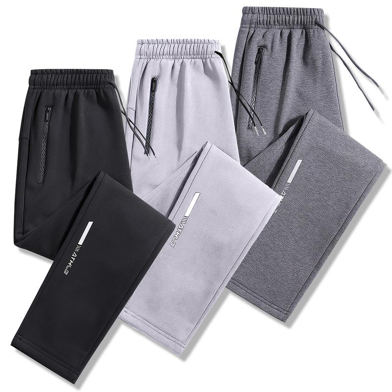 3-Pack Men's Sport Pants, Ice Silk & Breathable, Regular Fit, Fashionable for Sports, Outdoor Activities, Gym & Running