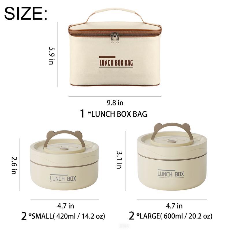 Nifogo Insulated Bento Box Portable Stainless Steel FoodContainer Round Microwave Safe Stackable Leakproof Thermal Food Container for Adult Men Women with Insulated Bag (Beige) lunch box mom running lunchbox bento box
