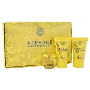 Versace Yellow Diamond for Women 3 Piece Mini Gift Set (0.8 Ounce Shower Gel + 0.17 Ounce Eau de Toilette Mini + 0.8 Ounce Body Lotion)