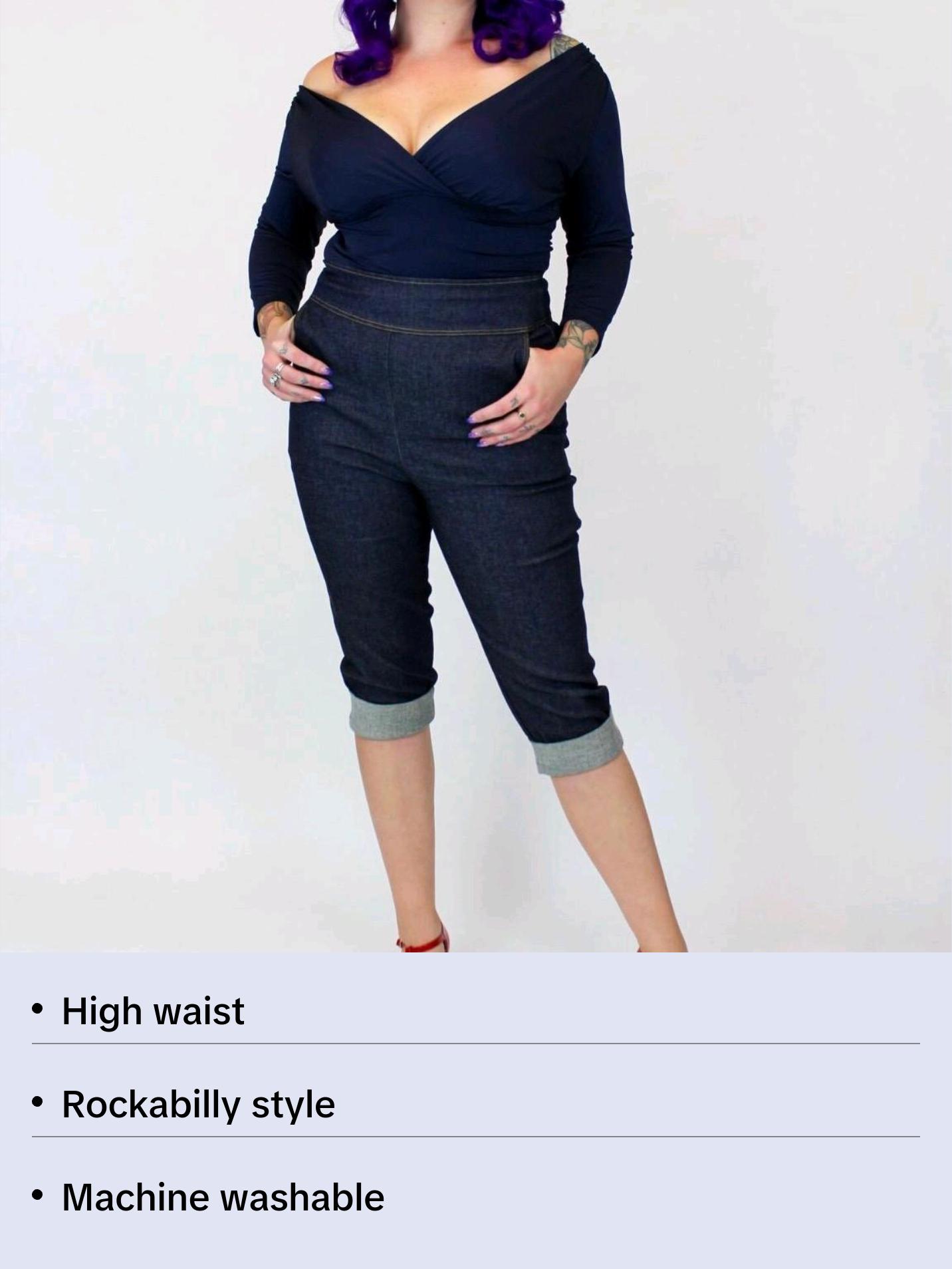 Pin Up Pants, Denim High Waist Pant XS-3XL