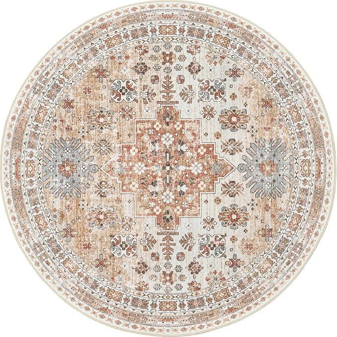 Vintage Round Rug Boho Round Rugs for Living Room Non-Slip Washable Ultra-Thin Large Circle Rugs Soft Low Pile Rug for Bedroom Kitchen Vintage Round Rug Boho Round Rugs for Living Room Non-Slip Washable Ultra-Thin Large Circle Rugs Soft Low Pile Rug for Bedroom Kitchen