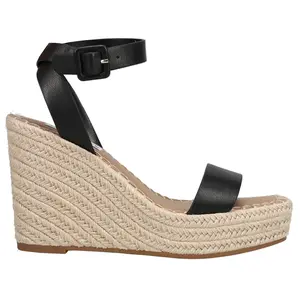 Steve Madden Womens Upstage Espadrille Ankle Strap  Casual Sandals Casual High Heel 3" & Up - Black